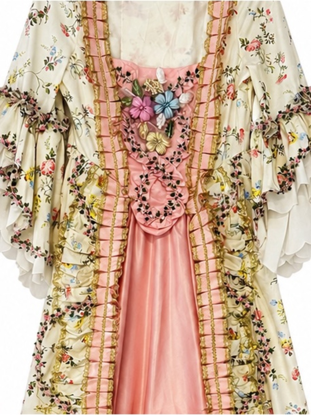 French Queen Costume Marie Antoinette Dress Floral 18th Century Victorian Rococo - Picture 5 of 15